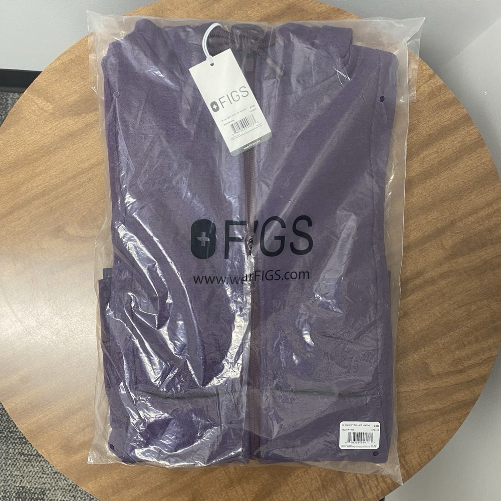 Figs Women's Plum/Purple On Shift Full‎ Zip Hoodie XXS Medical nursing dental